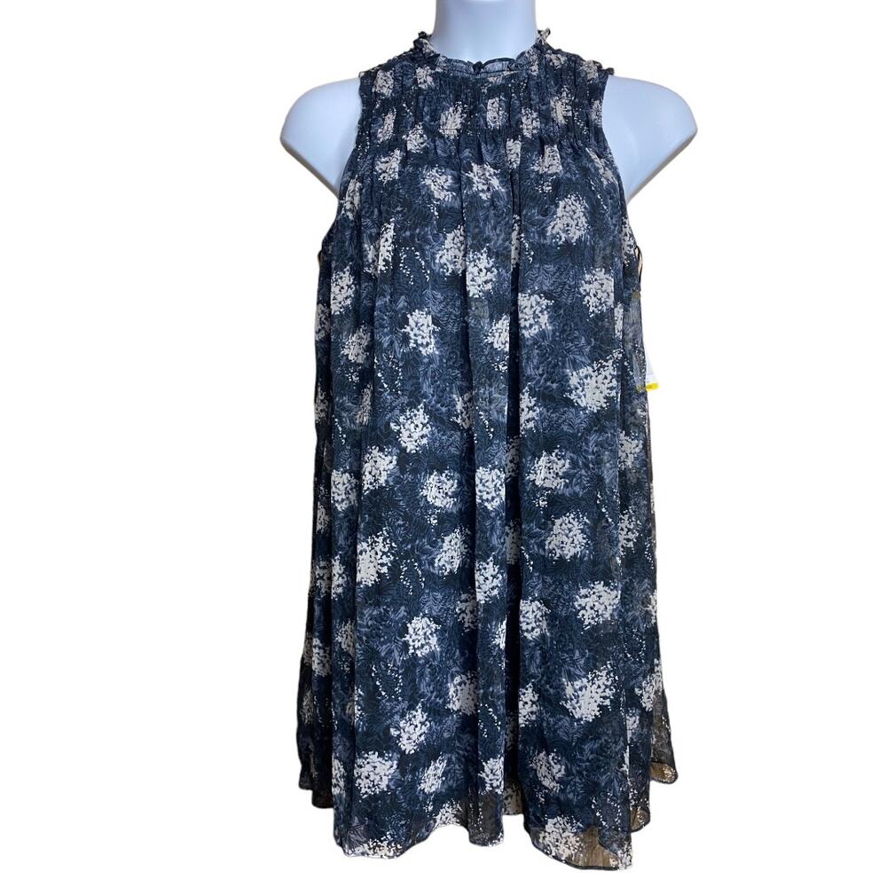 NWT‎ Joie navy blue sleeveless flowy baltic print summer dress Medium